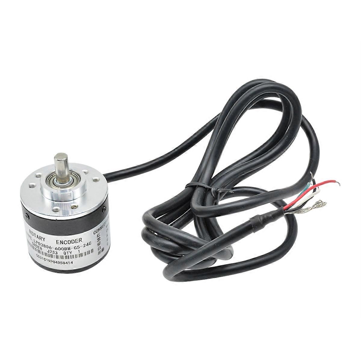 DC 5V-24V 600P/R Encoder Incremental Optical Rotary 600 Pulse /R AB 2 Phase Shaft Encoder for Measu