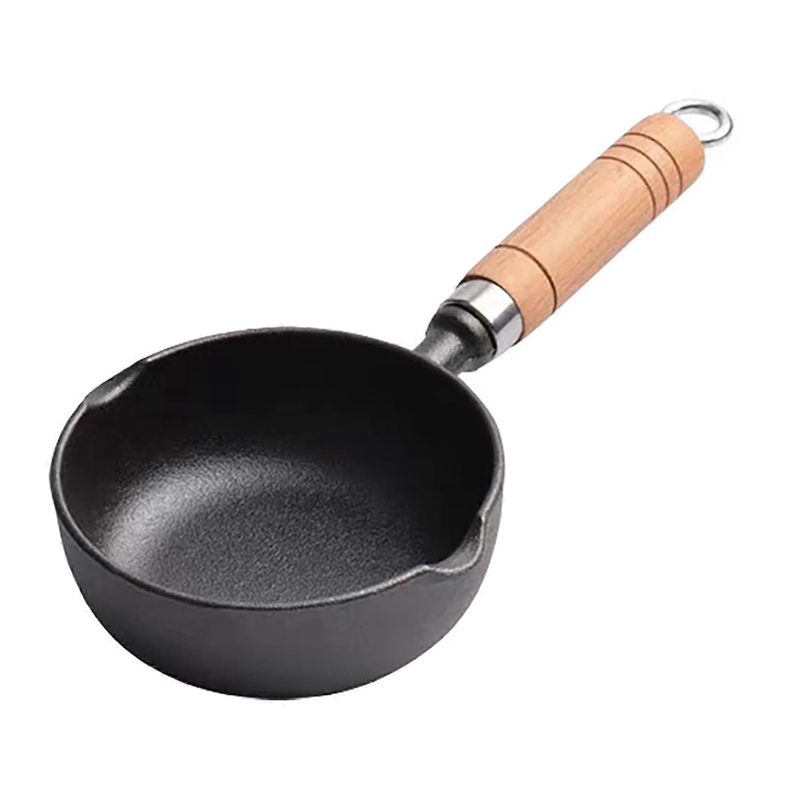 Hot Oil Pan Stick Proof Mini Oil Heating Pot with Dual Pour Spout Non-Stick Cast Iron for Frying Eggs and Dumplings