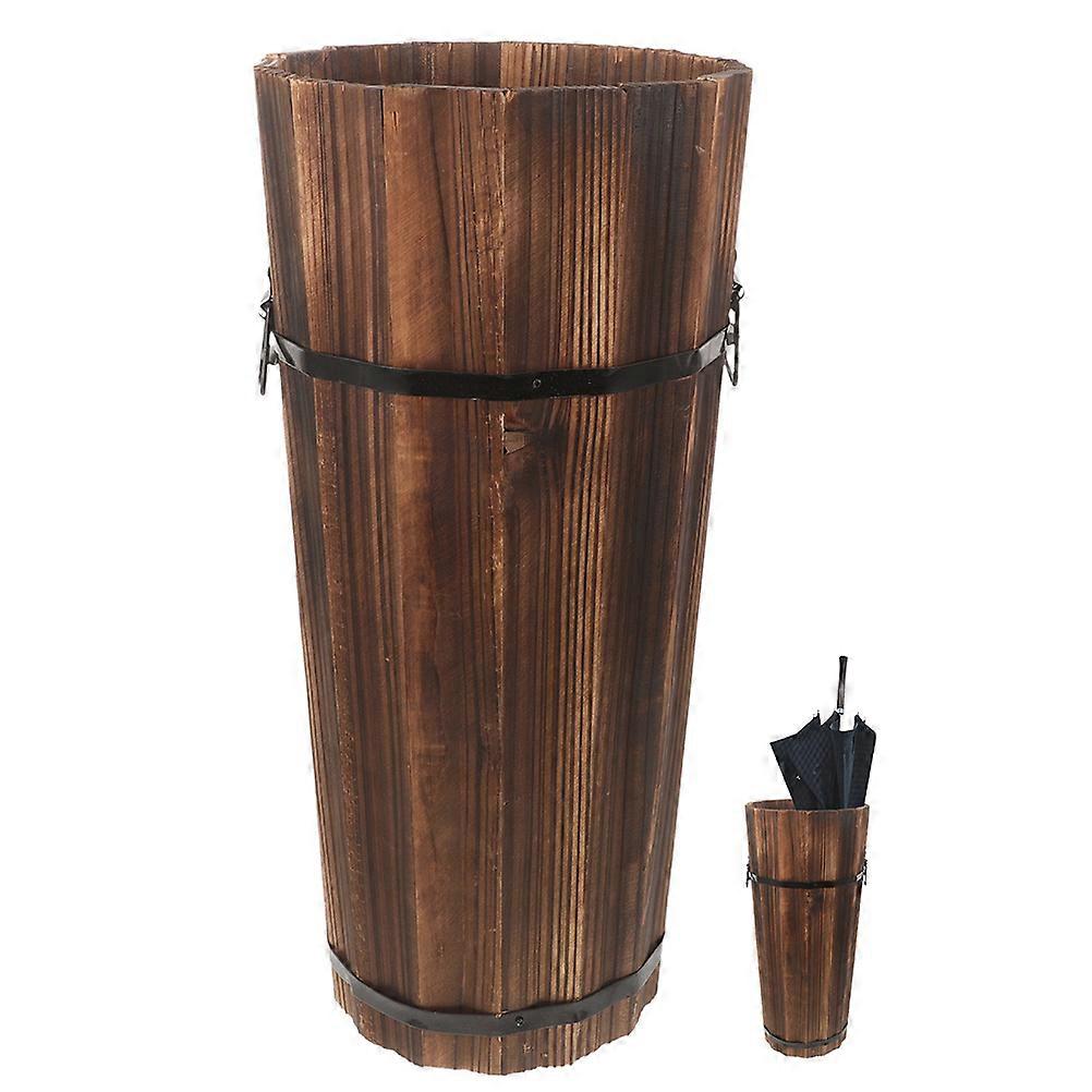 Space Saving Wooden Umbrella Stand for Entryway – Holds Umbrellas, Canes & Folding Fans, Decor