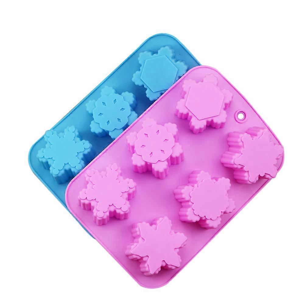 Snowflake Candy Mold Soap Making Silicone 6 Cavity Assorted Color Diy Handmade Home Bakers 2Pcs