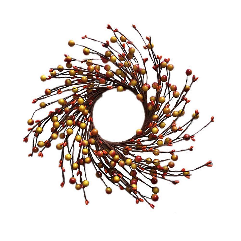 Artificial Berries Wreath Simulated Berry Branches Classic Holiday Style Home Decoration 30x30x8cm Orange 1Pc