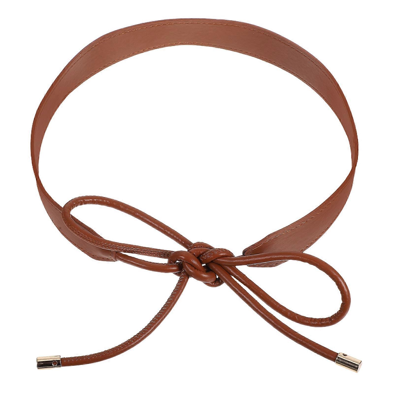 Bowknot Belt Adjustable Tie Waist Pu Material Slimming Accessory For Women Daily Wear 1Pcs