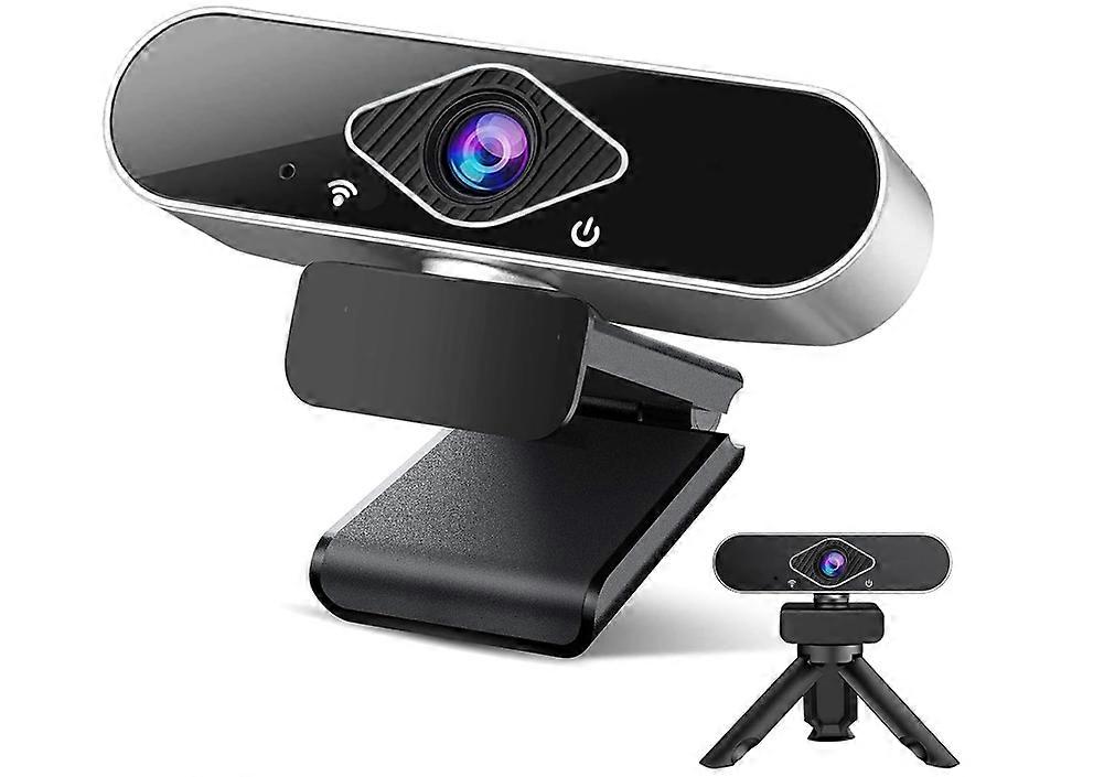 Webcam, Webcam with Microphone, Web Camera, Full HD 1080p/30fps, Plug and Play, Auto Light Correction, Noise-Reducing Mic(Black)