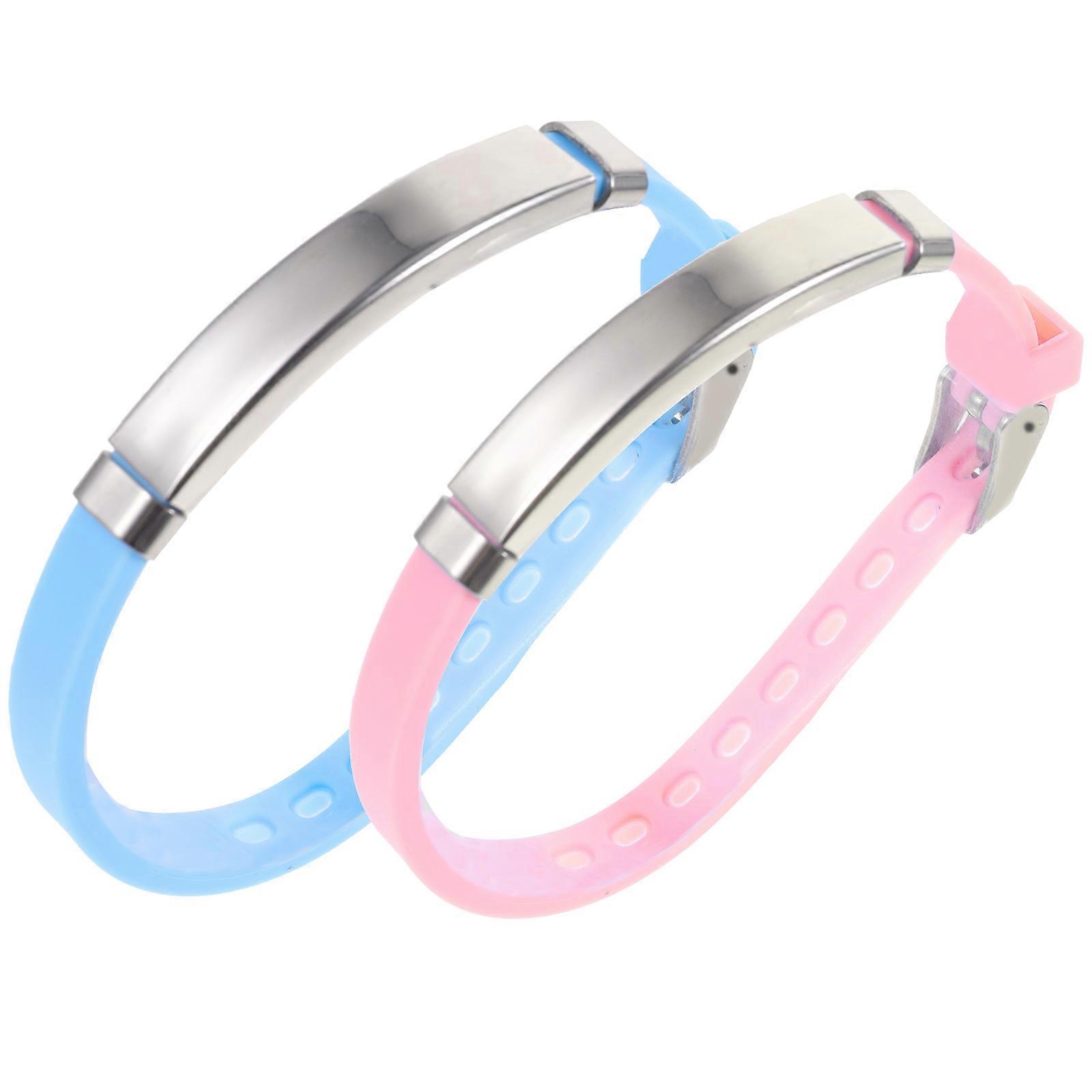 Light Up Luminous Silicone Wrist Bands Glow In The Dark Anti Lost For Kids Festivals 20.5X1X0.8CM 2Pack