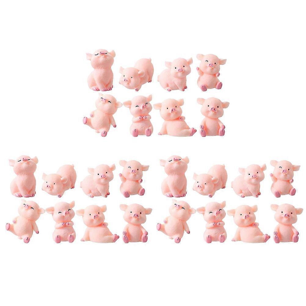 Adorable Pink Pig Figurines for Decor Made of Synthetic Resin Strong and Durable 24 Pieces