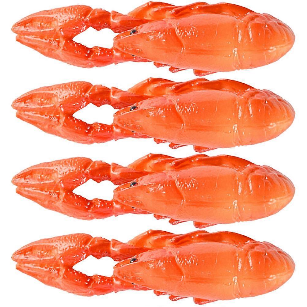 Red Small Lobster Figure for Decoration with 4Pcs Realistic Lobster Model