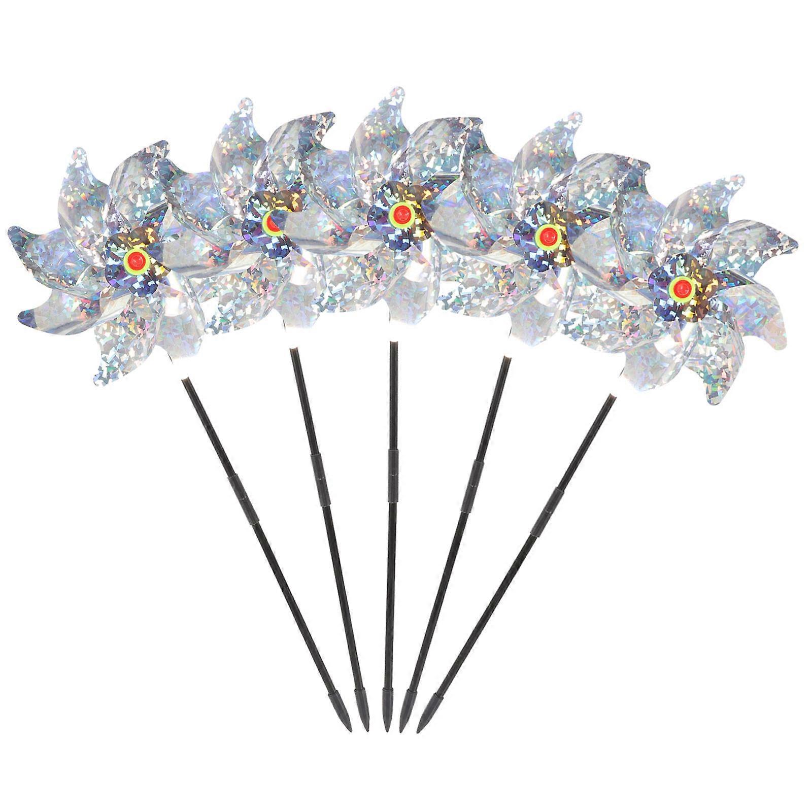 Rotating Reflective Birds Windmills Multi-Colored 21x21cm For Outdoor Use 5Pcs