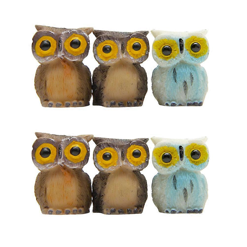 Owl Tabletop Decoration Resin Mini Owls Room Decor Assorted Color 0.8X0.6X0.8in 6Pcs