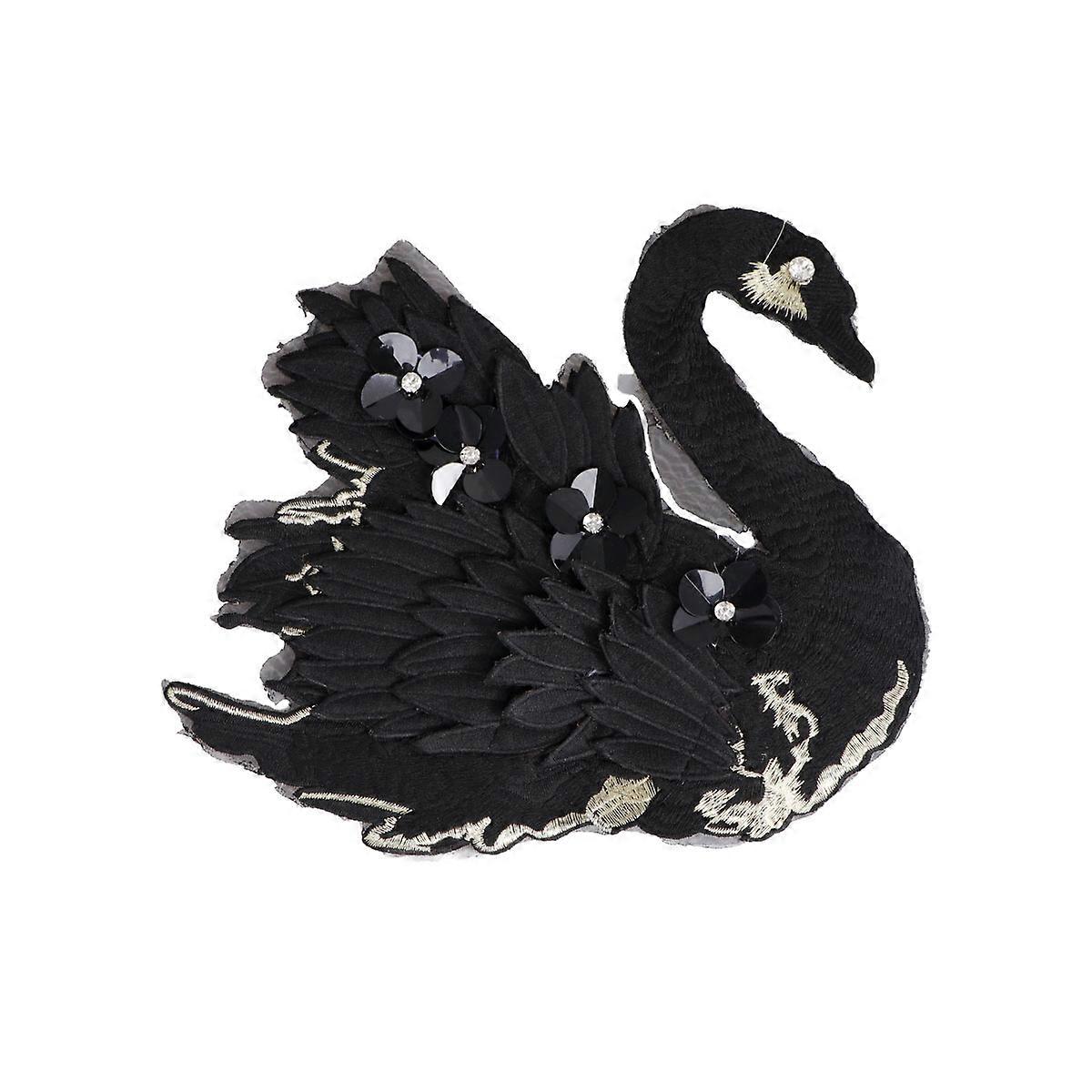 Patch en tissu brodé applique cygnes noirs pour vêtements projets de bricolage et 1Pack