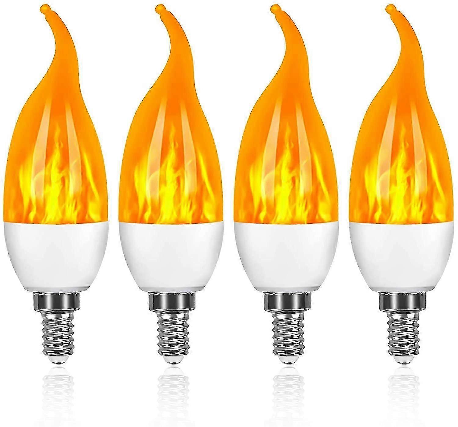 4 Pack 3W E14 LED Light Bulb Flame Effect Light Bulb with 3 Lighting Modes Decorative Light Bulb