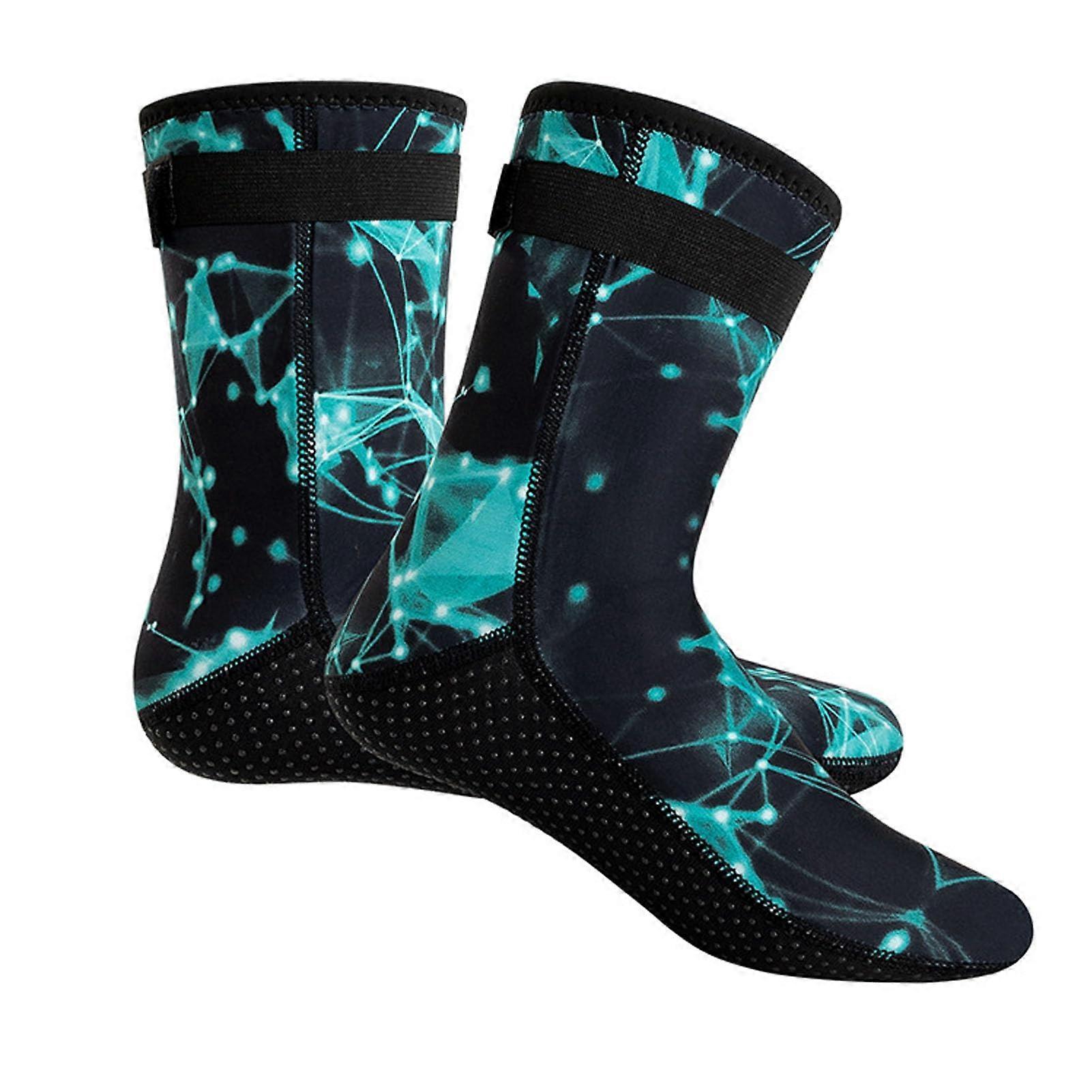 Diving Wetsuit Socks 3mm Neoprene Nylon Non-Slip Thermal Water Socks for Swimming Snorkeling Surfing in Blue