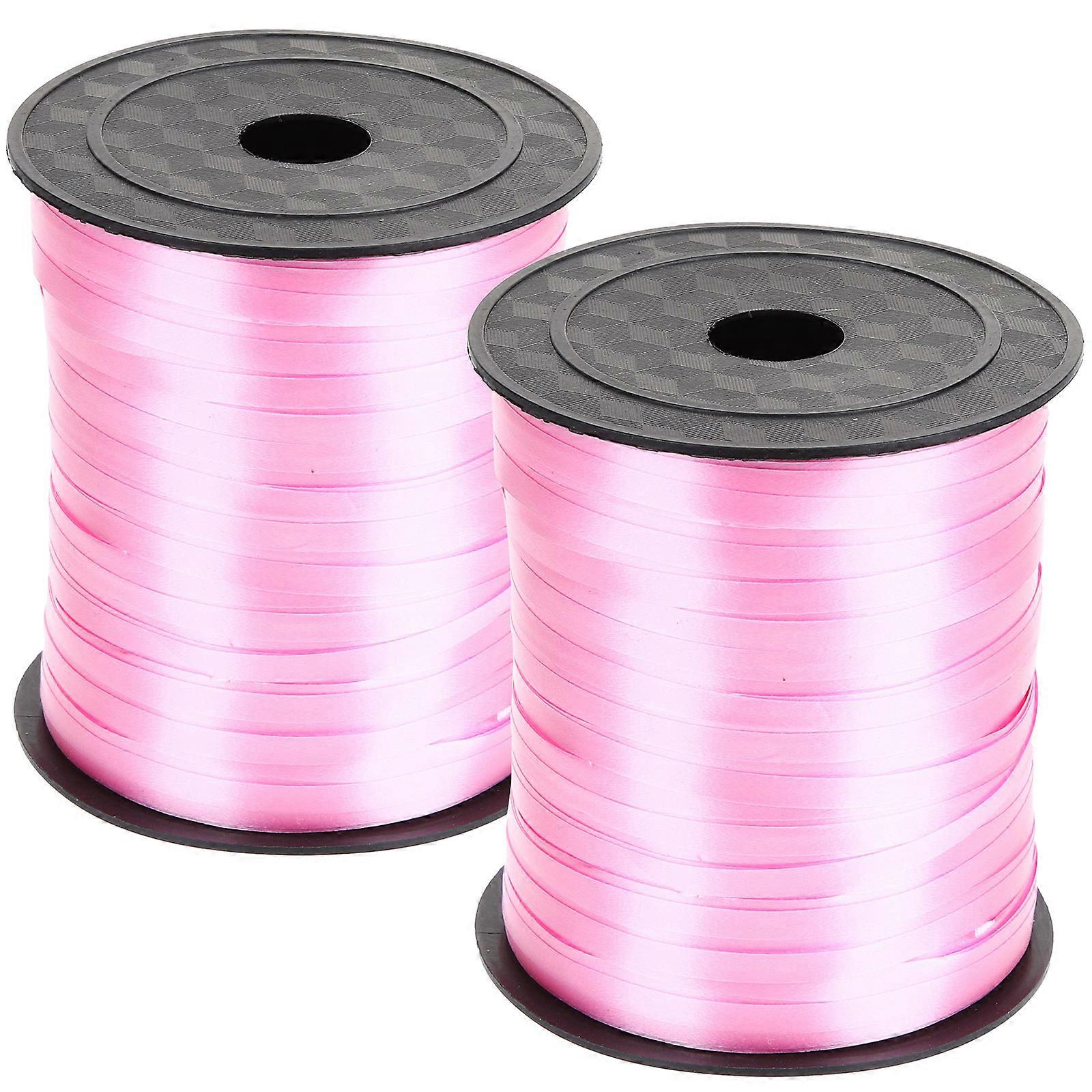 Flower Wrapping Ribbon Plastic Material Light Pink 200m Size For Balloons 2 Rolls