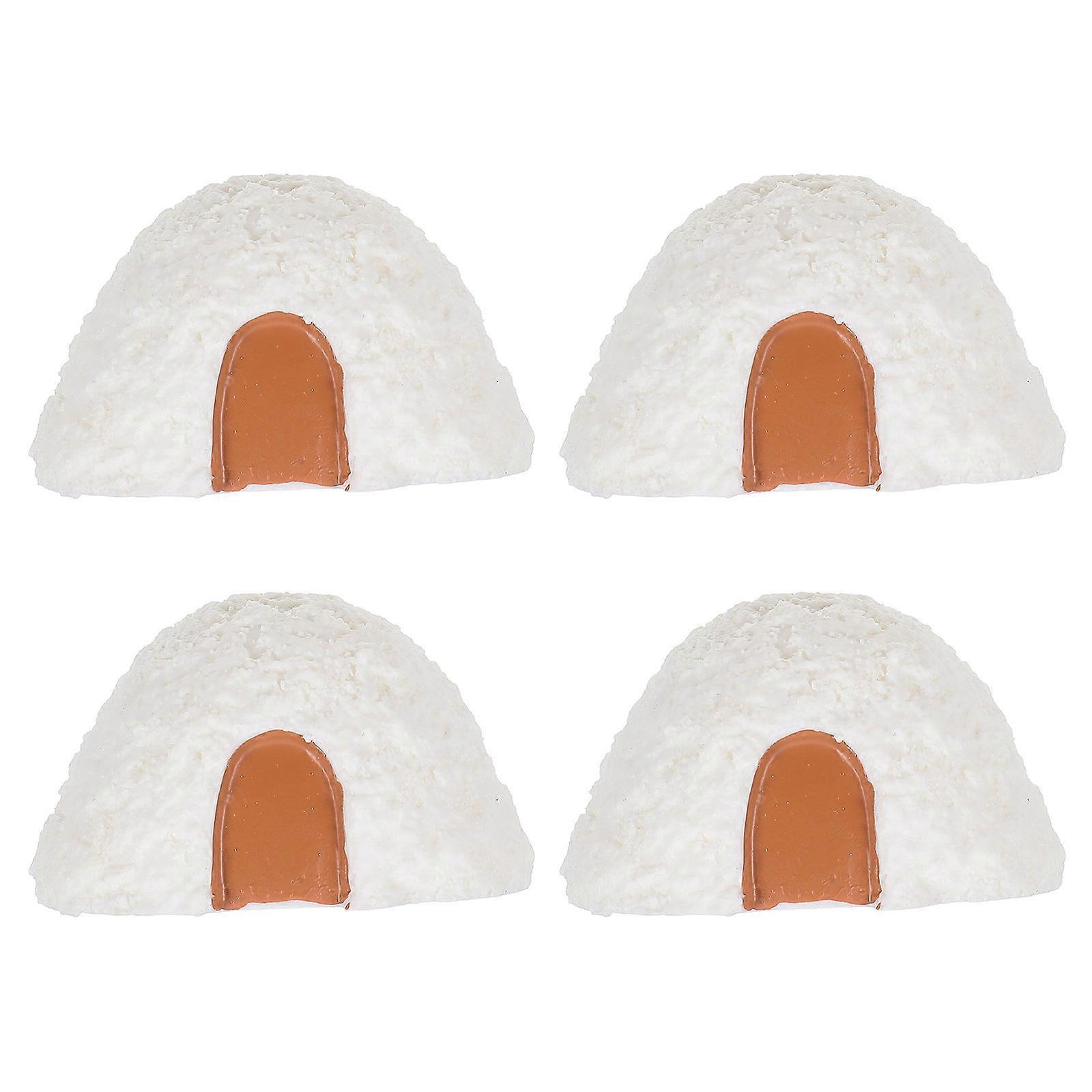 Lifelike Ice House Decorative Ice House Model Diy Mini Igloo Resin Figures 4Pcs