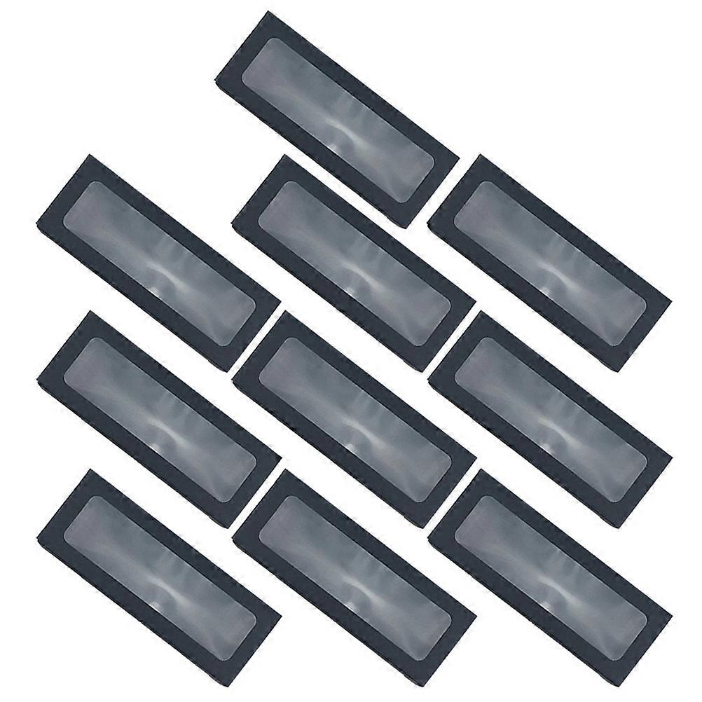 Bakery Boxes Window Clear PVC Rectangular Long Cake Dessert Boxes Baking Packing Black 25*9*6cm Food Packing 10Pcs