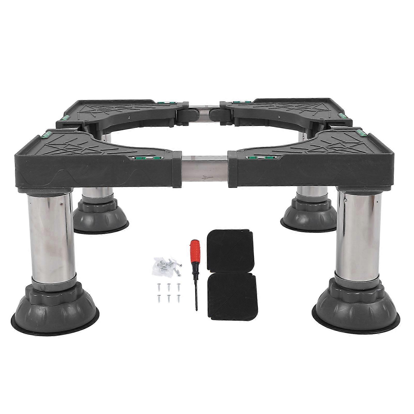 Stainless Steel Washing Machine Stand, Rubber Base, Height Adjustable Length, Refrigerator Pedestal, Household Appliance