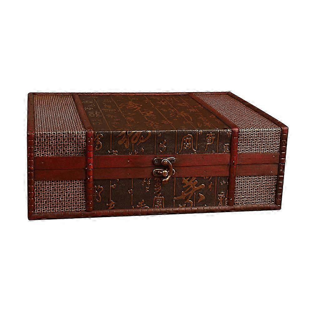 Vintage Desktop Storage Boxes Wooden Books Storage Case Jewelry Container Large Sundries Document Box without Lock (Chinese Style)