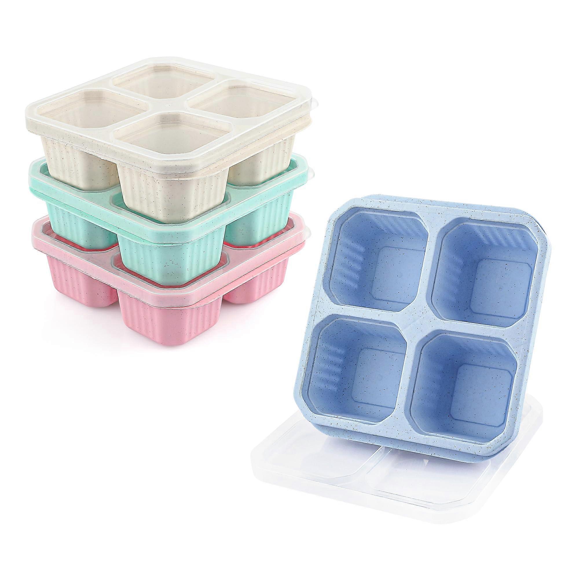 4Piece Snack Container Set, Reusable, 4Compartment, FreezerSafe, MicrowaveSafe