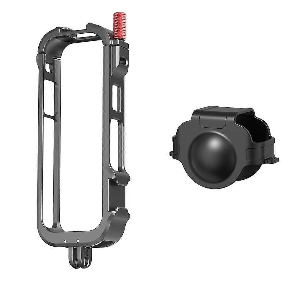 Insta360 X4 Metal Frame Cage Aluminum Case with Lens Cap, Protective Cover Featuring Cold Shoe Mount, Quick Release, and Foldable 1/4' Interface