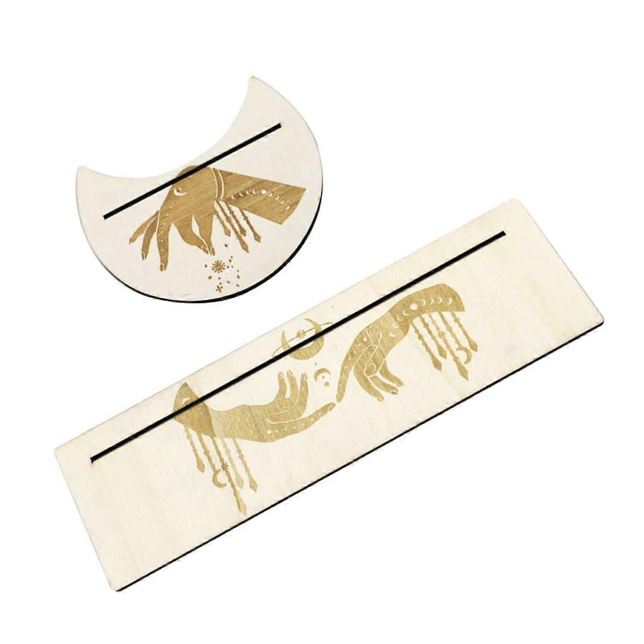 Wood Tarot Card Holder Moon Design Handmade Display Stand for Wiccan Rituals Versatile Decorative Card Holder