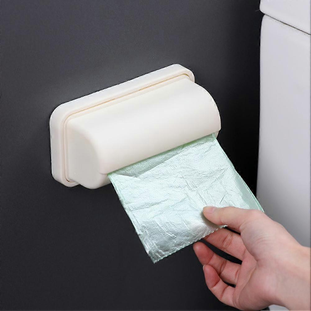 2Pcs Large Beige (B)$Bathroom Garbage Bag Storage Box Punch-free Wall-mounted Kitchen Garbage Storage Removable Organizing Garbage Bag