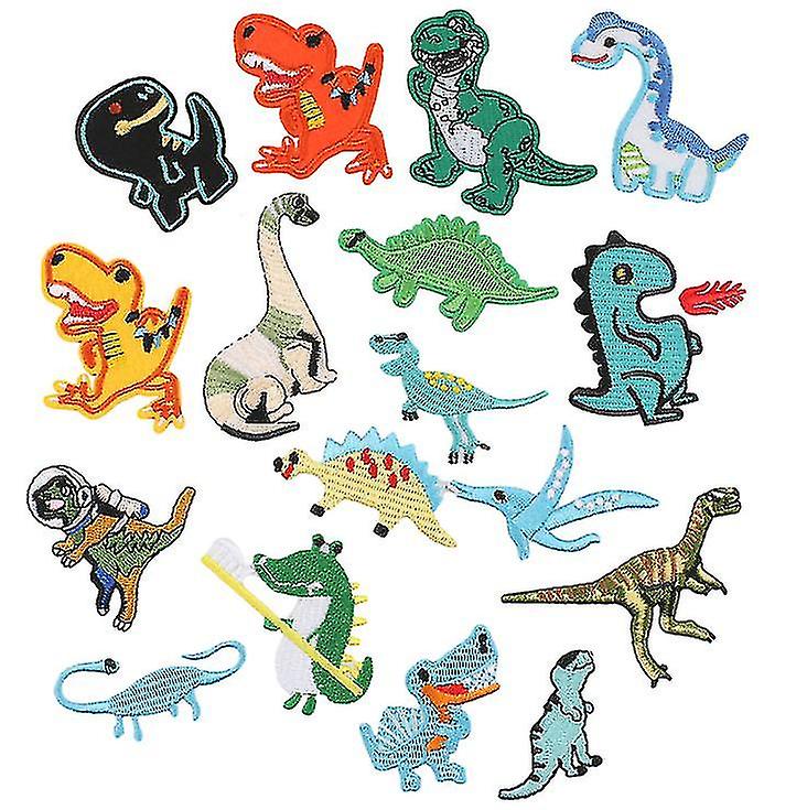 17pcs/set Cartoon Dinosaur Embroidery Cloth Stickers