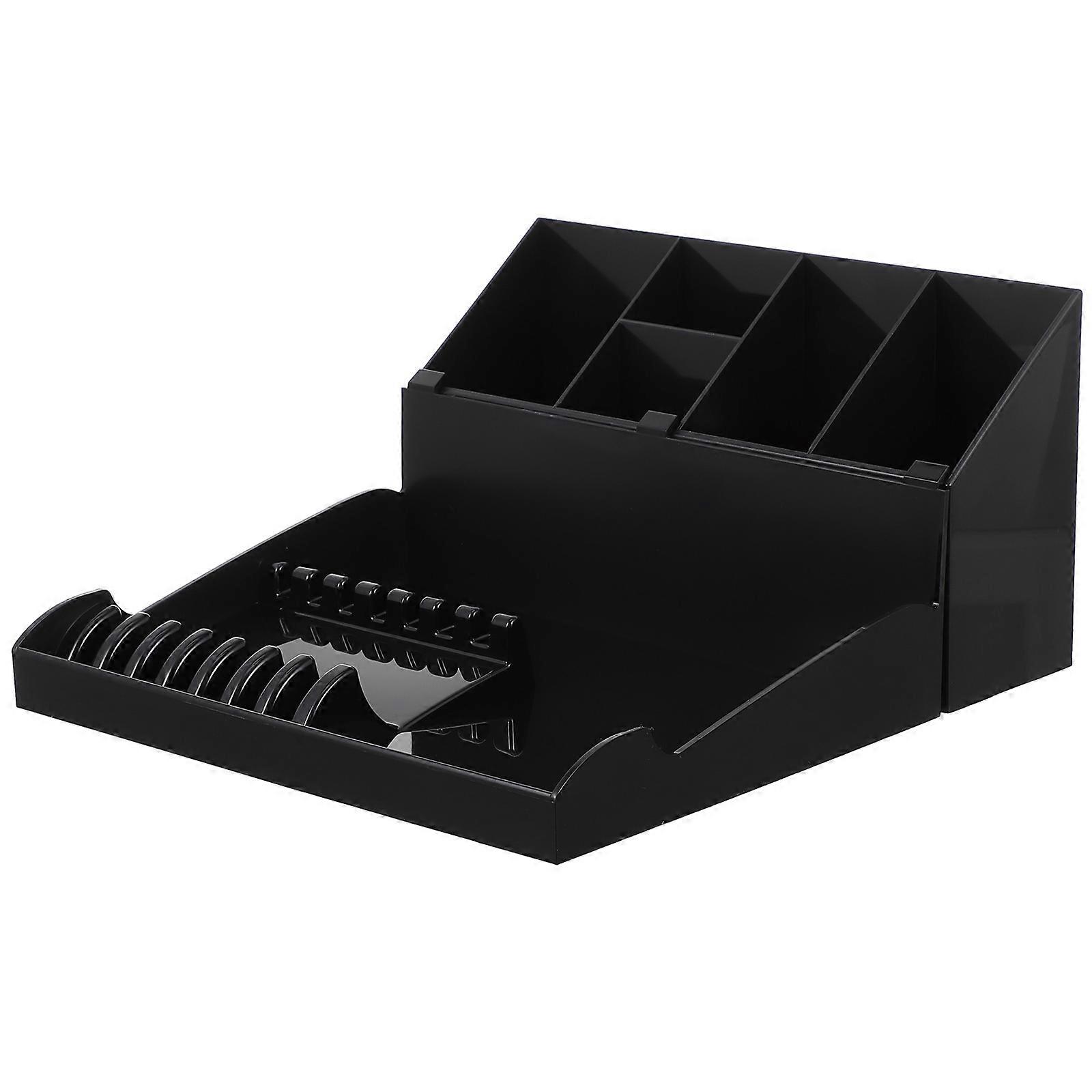 Compact Professional Salon Shear Holder Rack with Tray for Scissors, Combs, and Clips – Sturdy Barber Tool Storage Organizer, Black