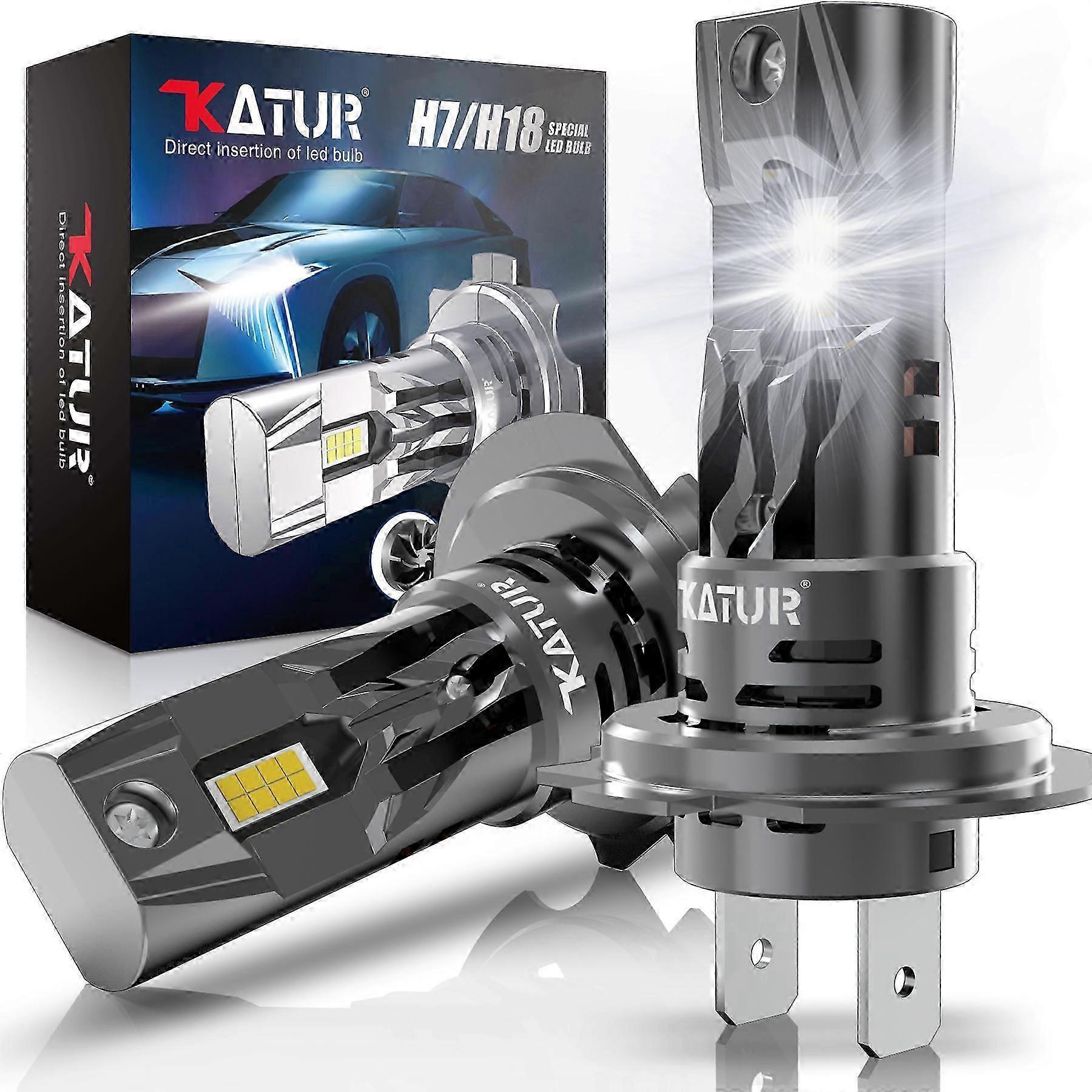 Katur H7 Led Headlight Bulbs 80w 16000lm H7 H18 Headlight Car Conversion Kit Halogen Replacement Bulb Mini Size Fog