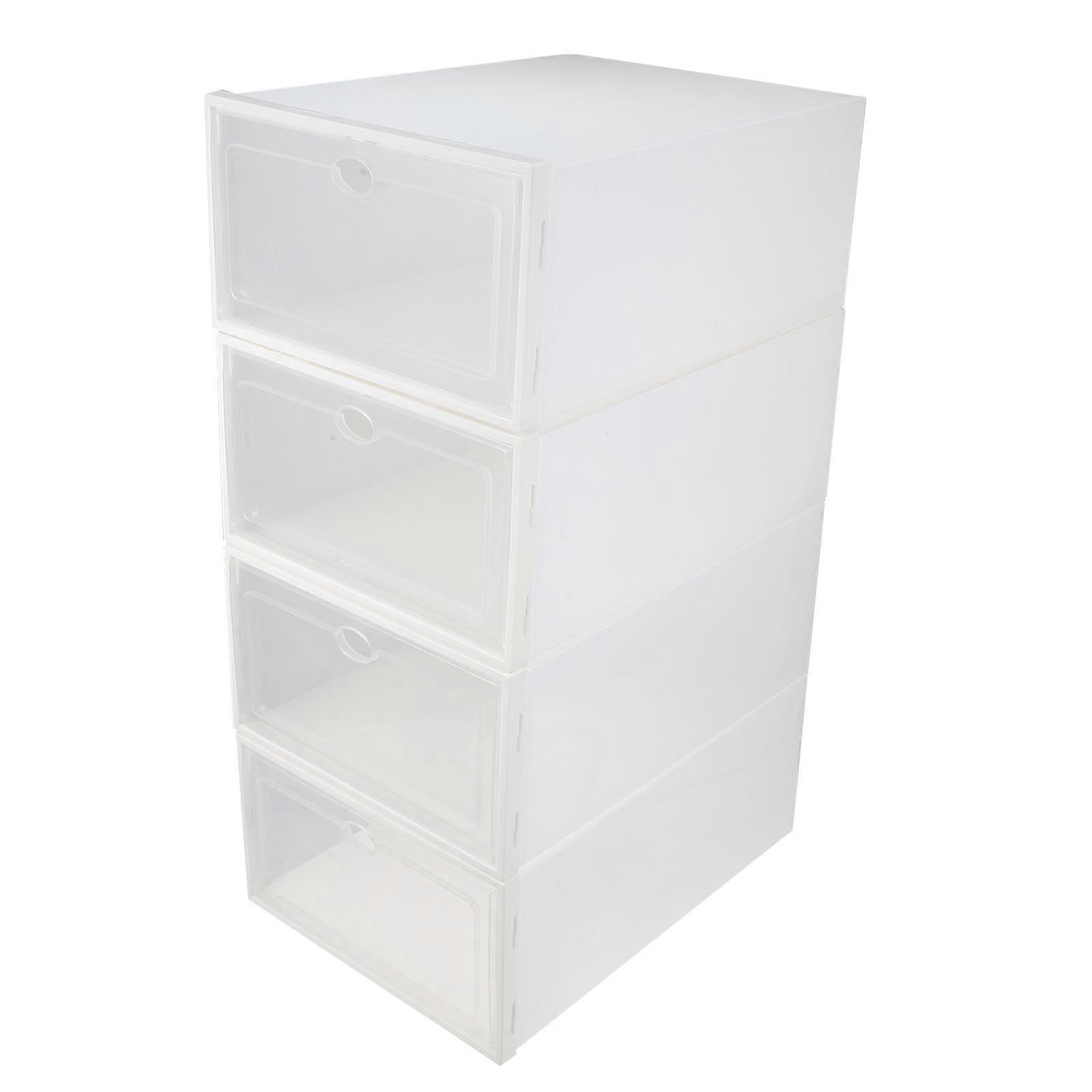 White Plastic Shoe Storage Boxes for Home with Quality and Transparent Design 4 Pcs