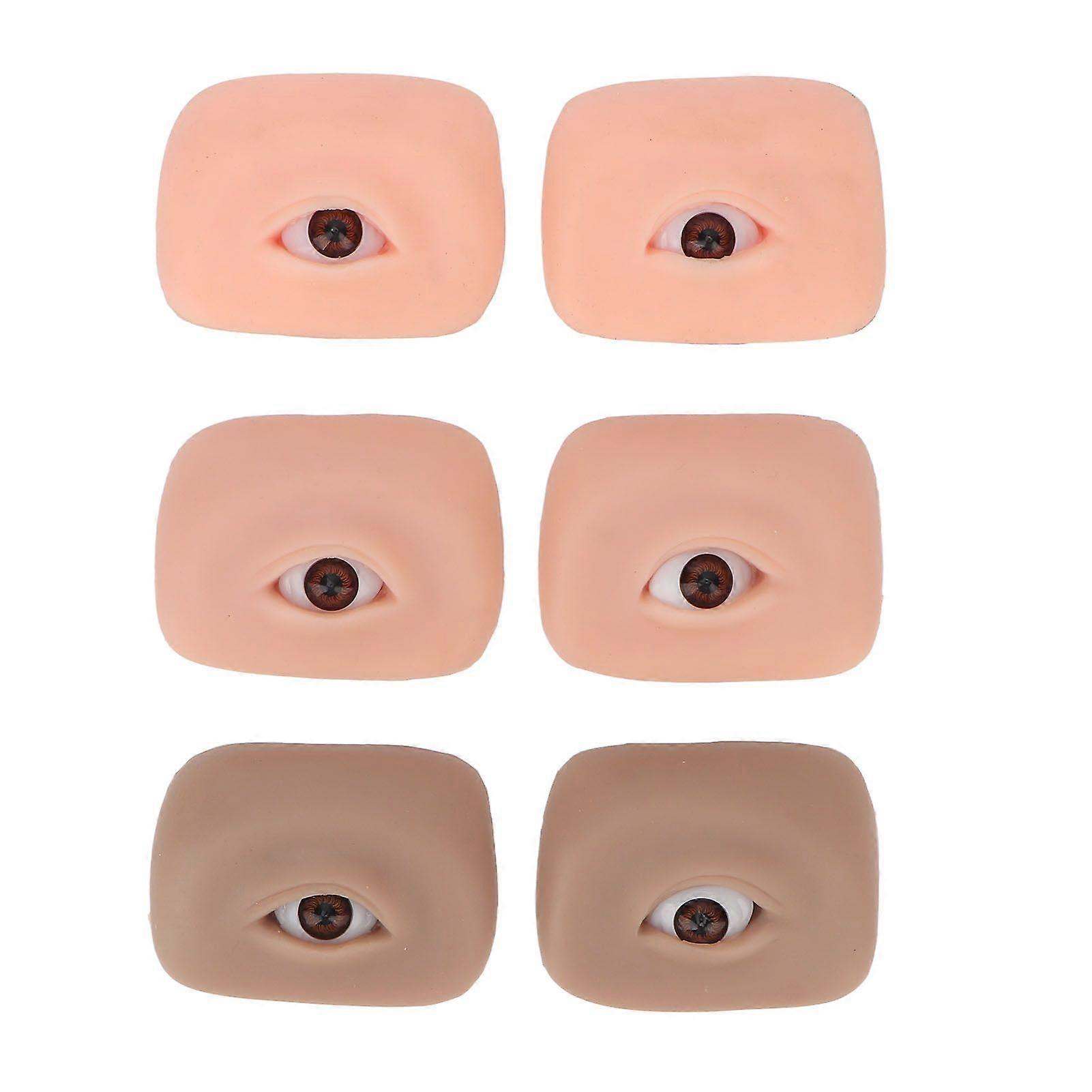 3 Pairs 3D Fake Eye Practice Skin Silicone Microblading Eyebrow Eyeliner Practice Skin for BeginnerYMMR)