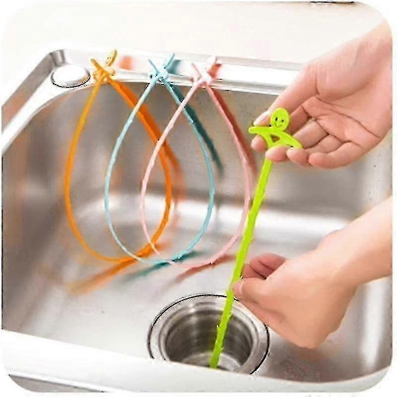 Sink Bath Shower Snake U Bend Drain Unblocker Cleaner Hair Remover Clog 4pcs
