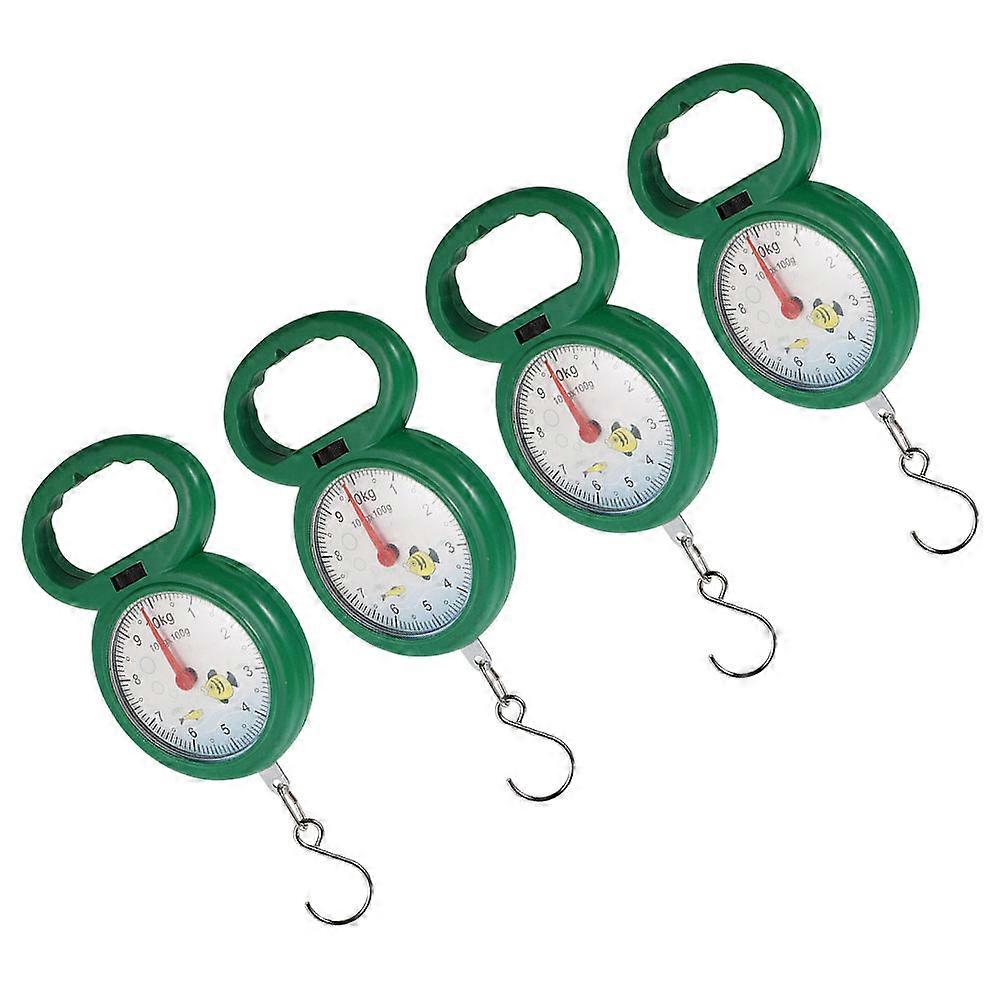 Portable Weighing Tool with Plastic Hook for Luggage and Kitchen Use Green Color 4pcs