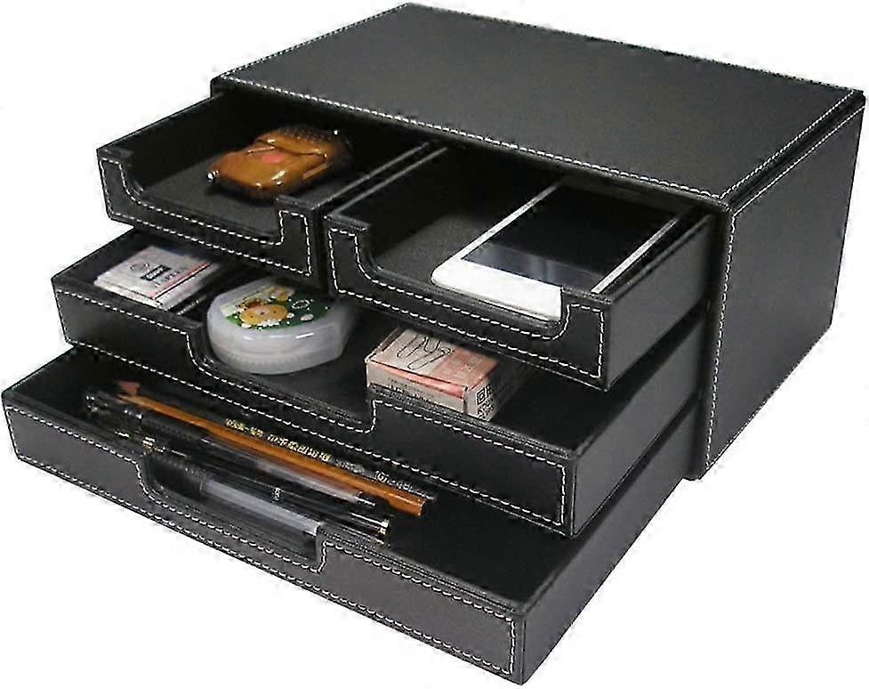 Multi-Function Leatherette Storage Box with Black Wooden Frame with Drawer