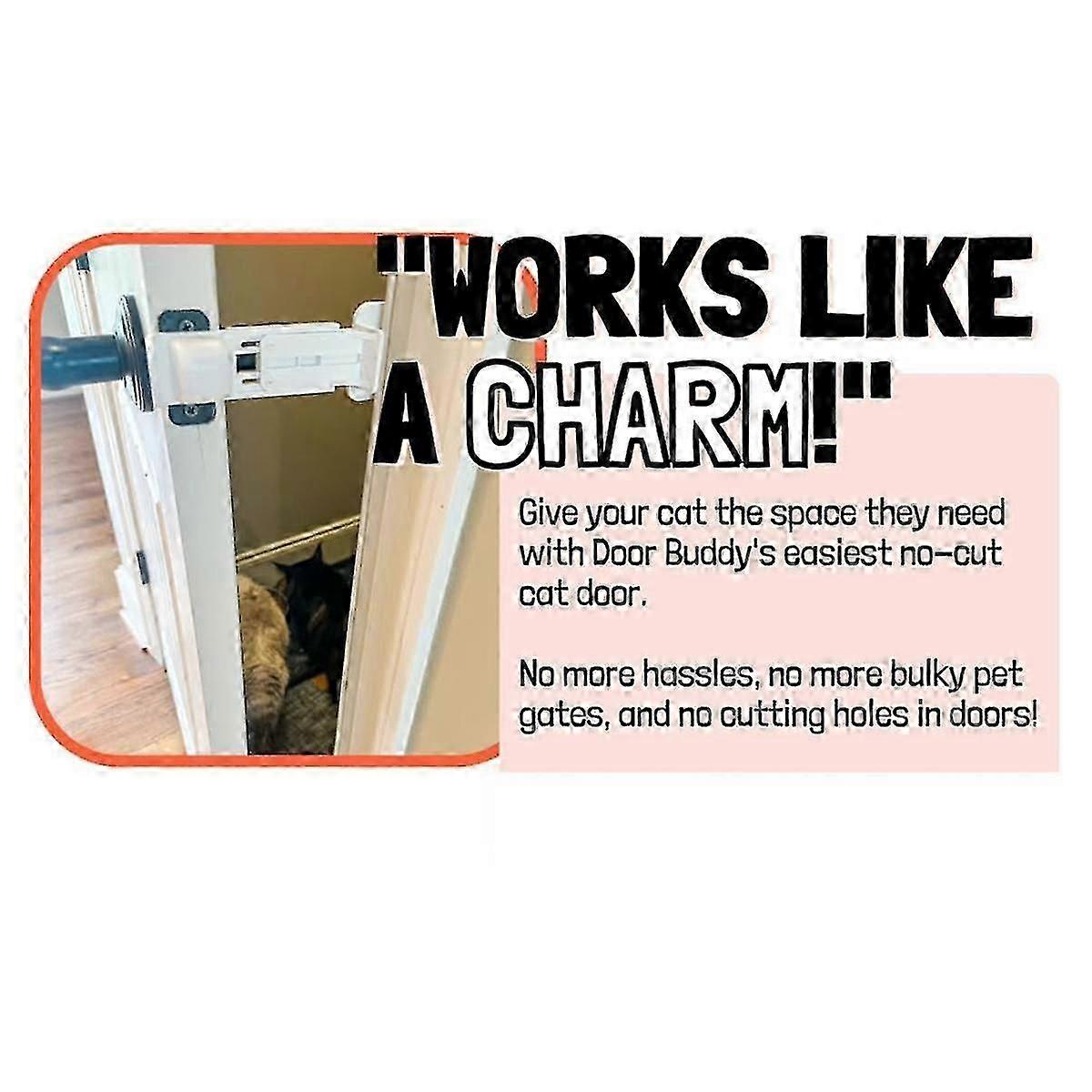 猫用ドアプロップ - ペットのために室内ドアを開いたままにできる最も簡単な猫用ドアラッチホルダー - 犬に安全な猫用給餌ステーション