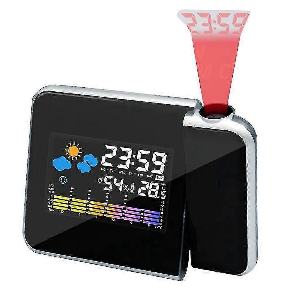 LED Digital Projection Alarm Clock,Led Clock with Temperature&Thermometer Display,Projector Calendar
