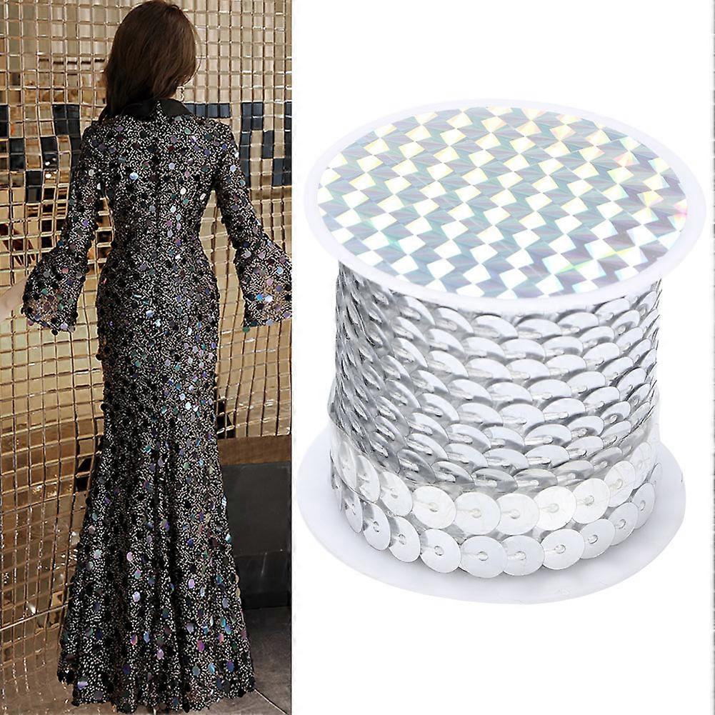 9 Rolls Sequin String 6mm Art Craft PVC Cloth Auxiliary Decorative Accessory 5Yard <br>(Silver )
