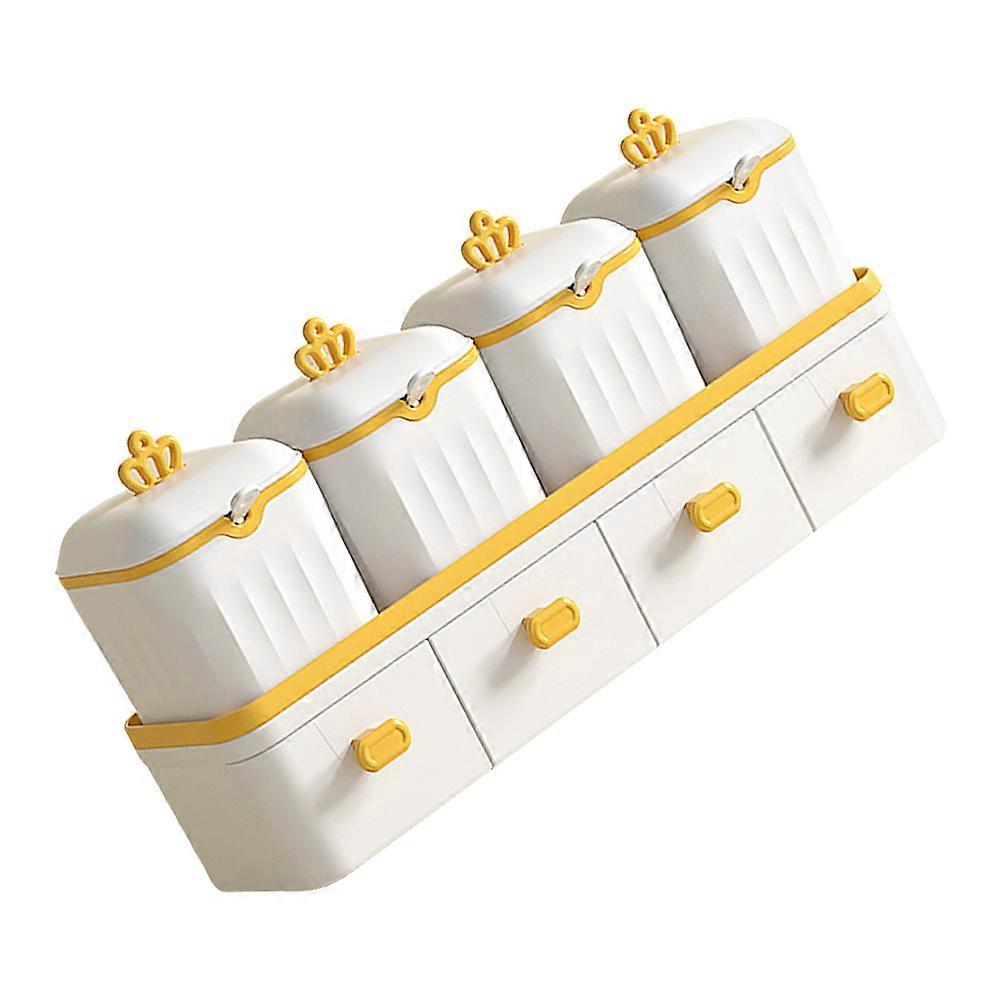 White Double Layer Seasoning Box Set Made of PP Material for Kitchen Storage with Large Capacity and Easy Cleaning