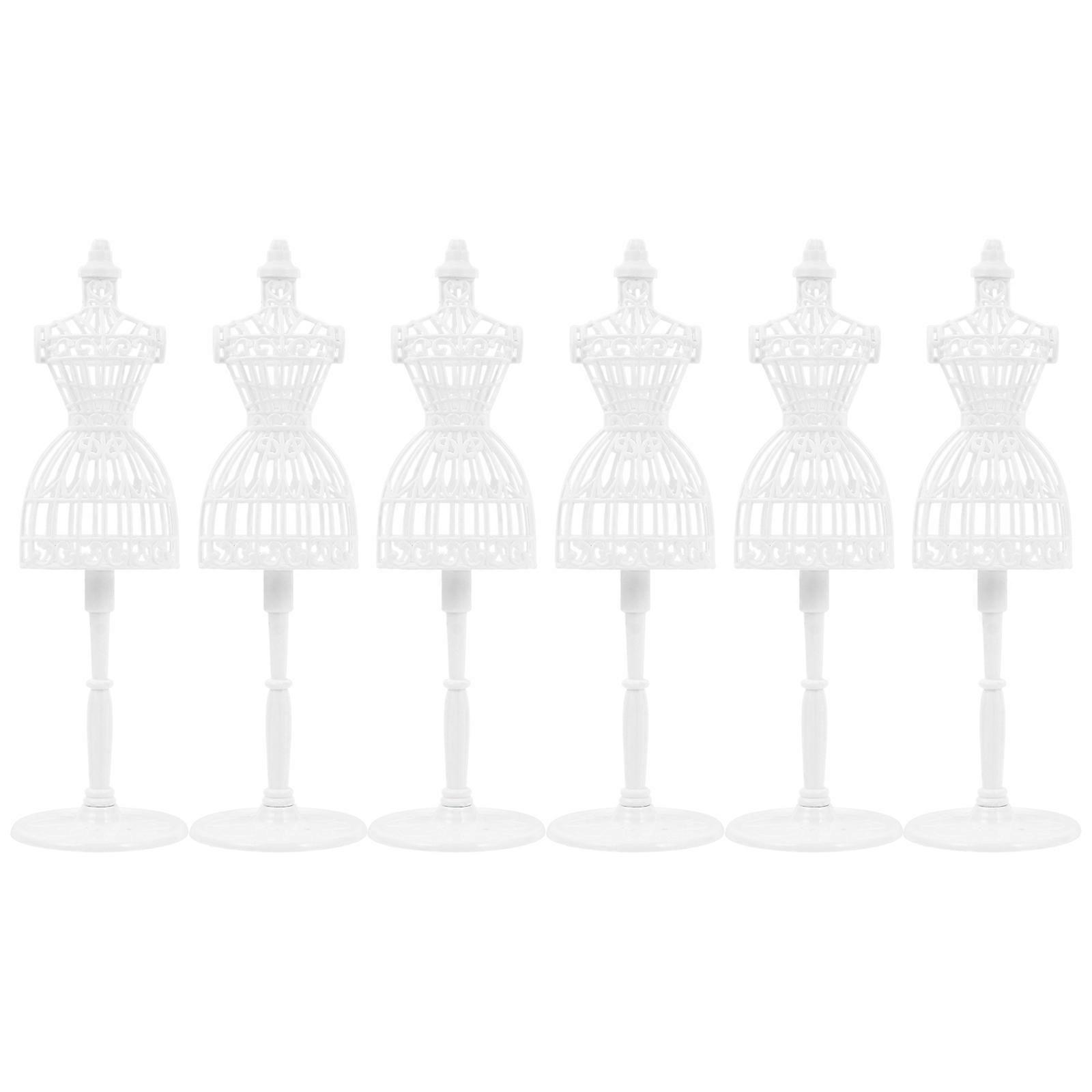 White Plastic Doll Dress Support for Display 6pcs Keeps Clothes Upright Without Wrinkles