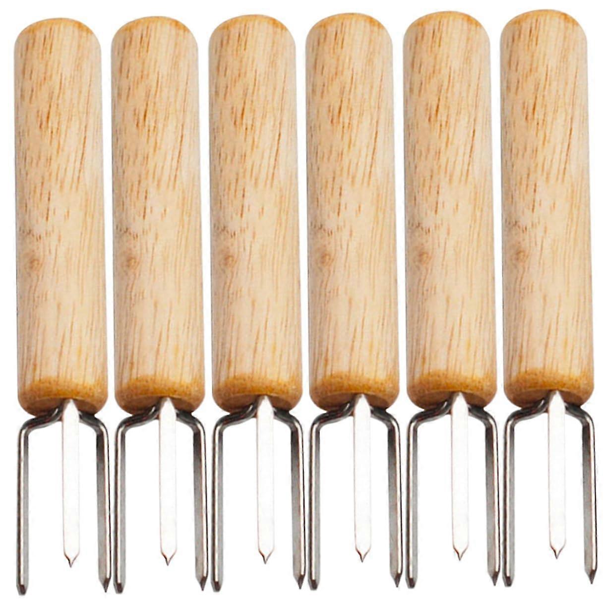 Pack of 6 Corn Forks, Toast Forks, Piston Skewers, Stainless Steel
