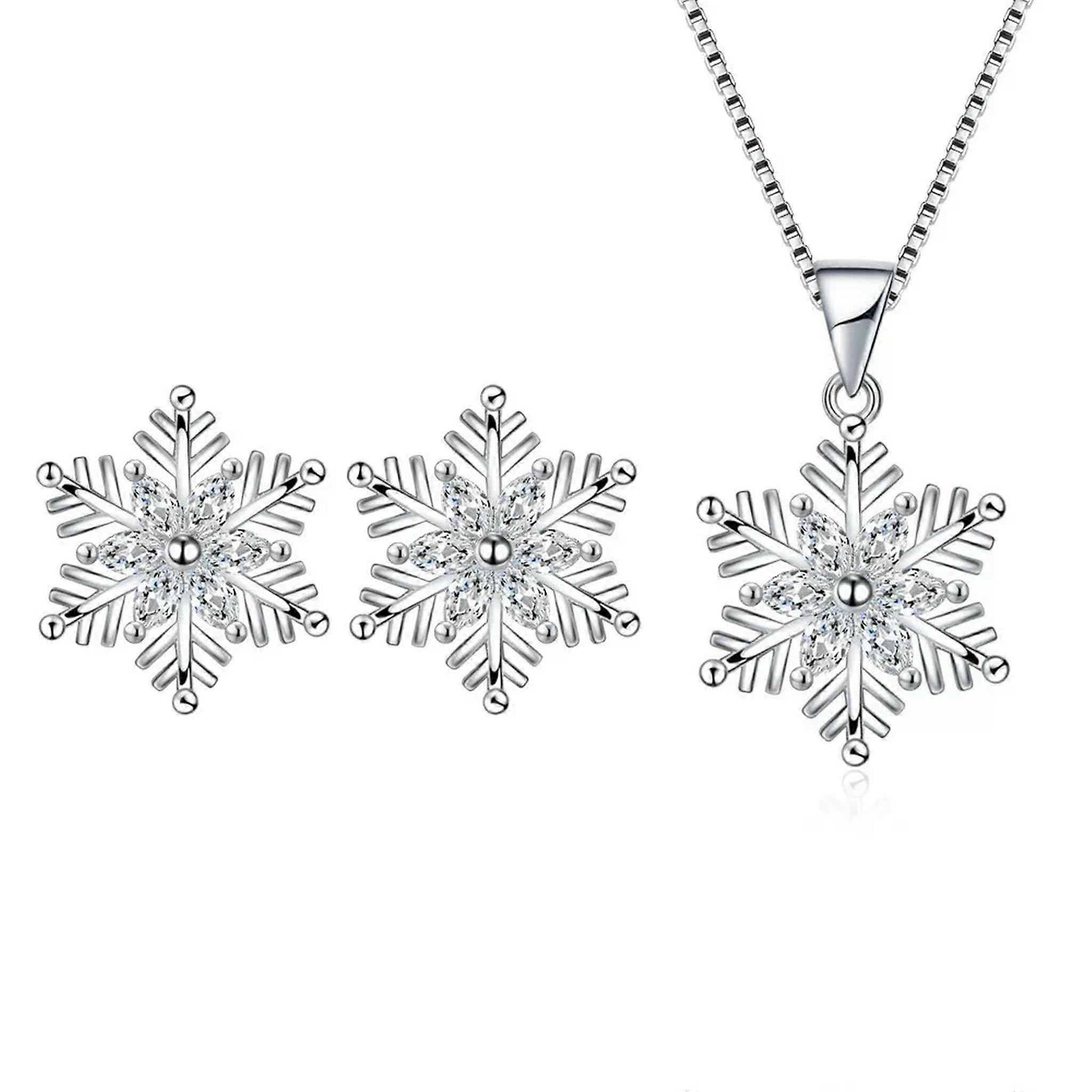 Conjunto de joyas de mujer con collar y pendientes, plata 925