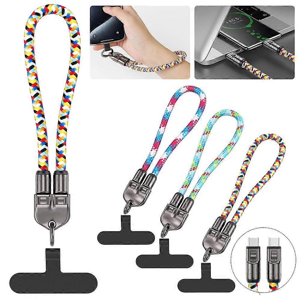 2 in 1 Cell Phone Lanyard Charging Cable USB C 240W High Speed Phone Charger Cable Multipurpose Anti-Theft Phone Lanyard