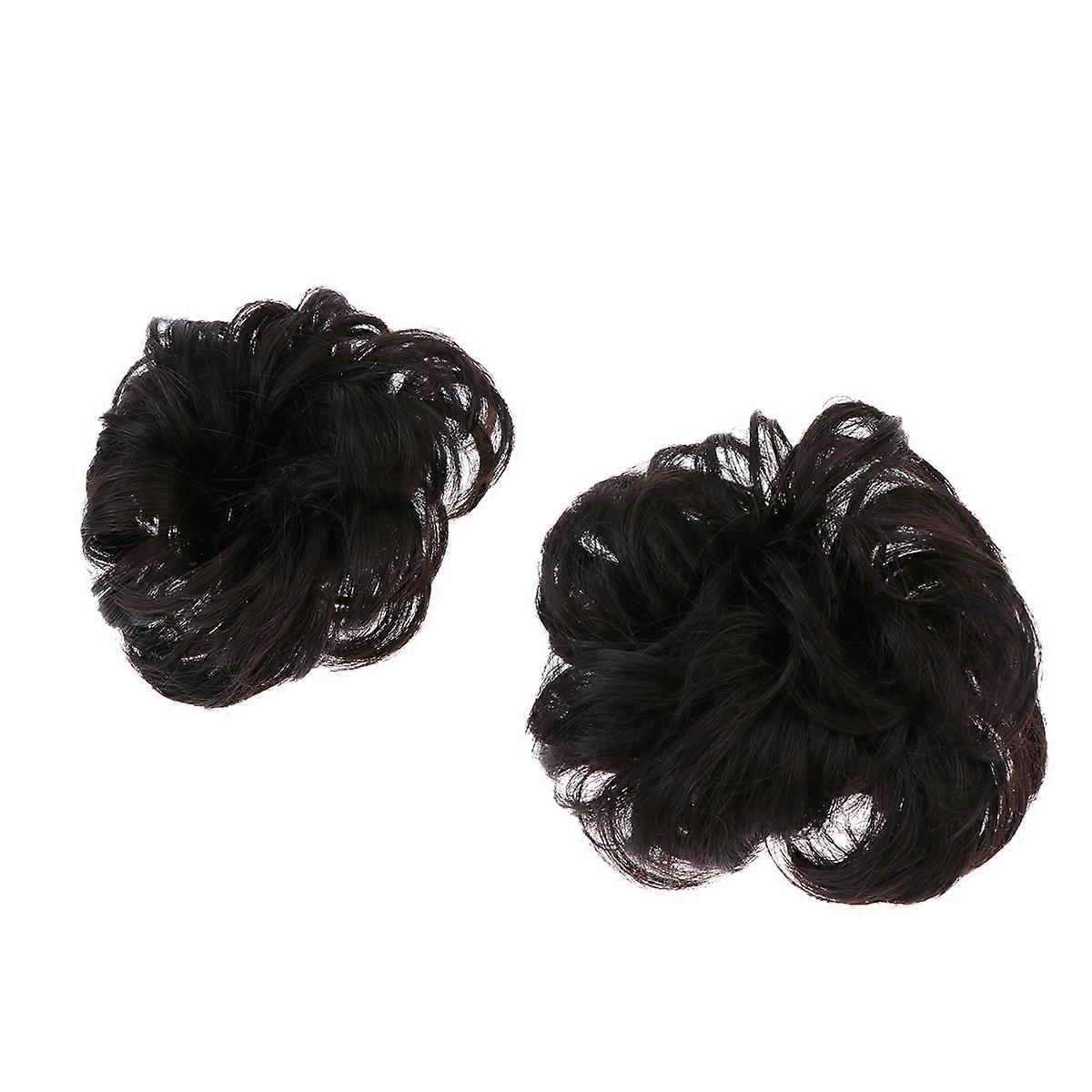 Clip On Hair Bun Styling Tool Round Shape High Temperature Fiber Hair Decoration for Daily Use 2Pack