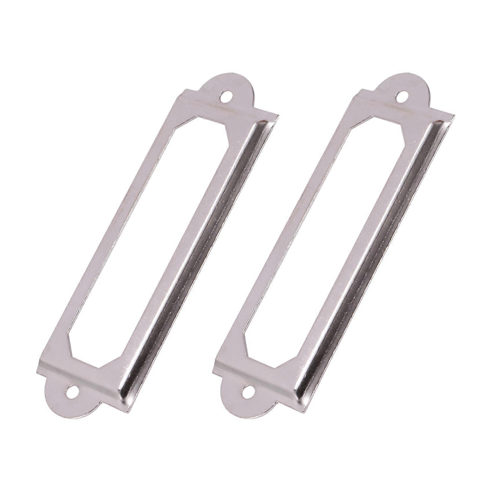 80 Set Office Library File Drawer Cabinet Card Tag Label Holder Metal Frame (Silver Tone)