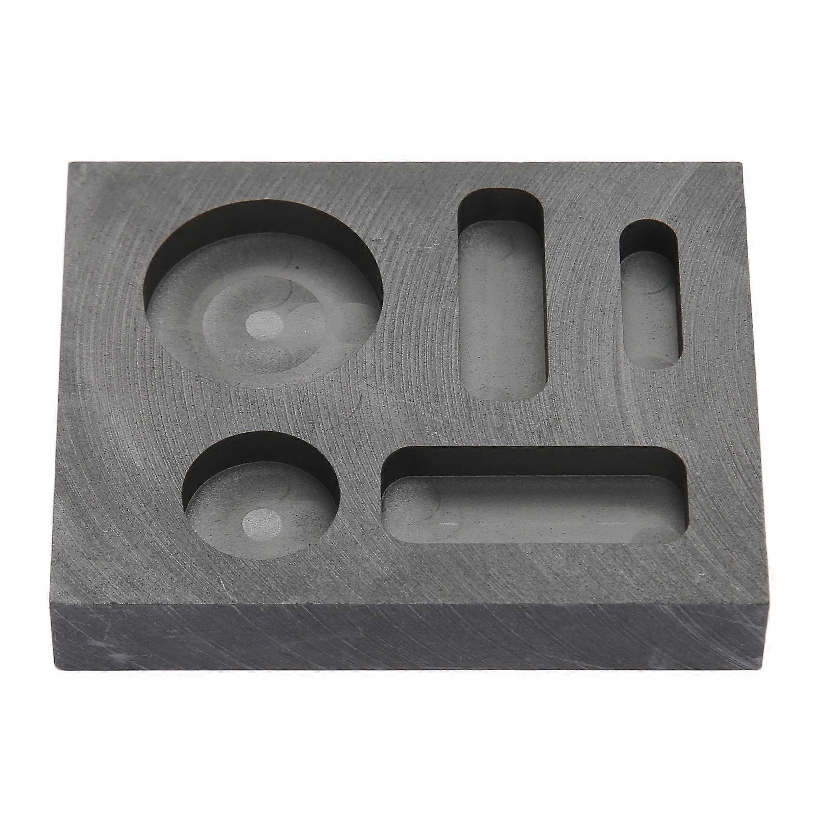 Graphite Ingot Mold 3 Rectangular 2 Round Holes High Temperature Resistant Casting Mold for Metal Gold Silver Brass