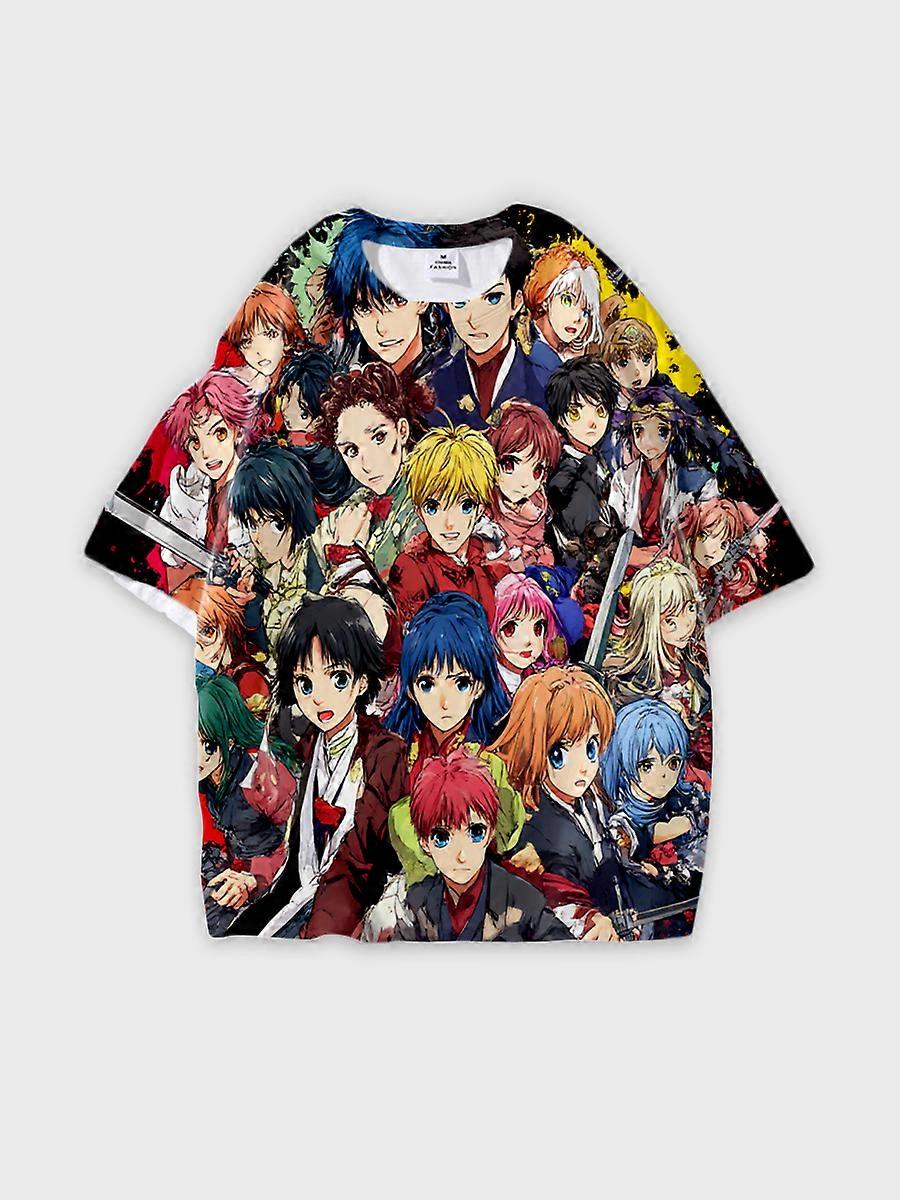 T-shirt round neck book Characters Pattern loose short sleeve E3038