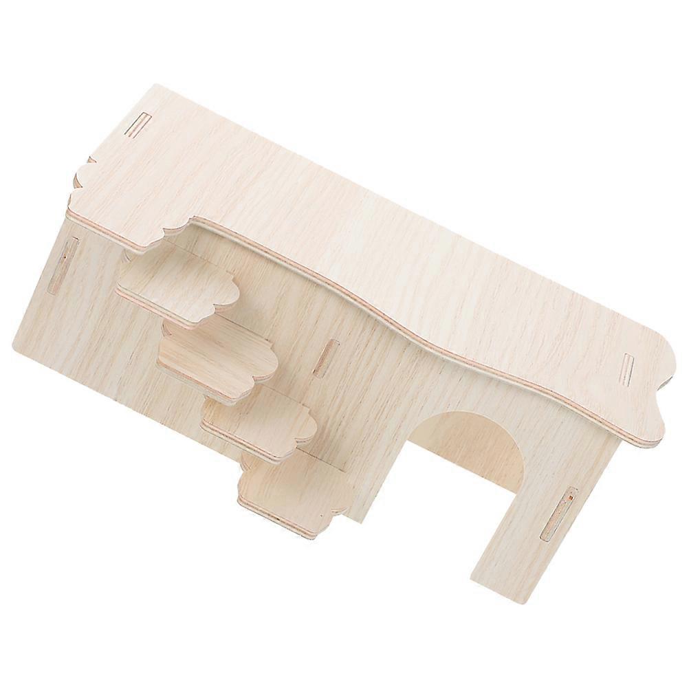 Wooden Hamster Hideout House for Small Animals with Comfortable Space Beige 7.8x5.9x5.5 Inches