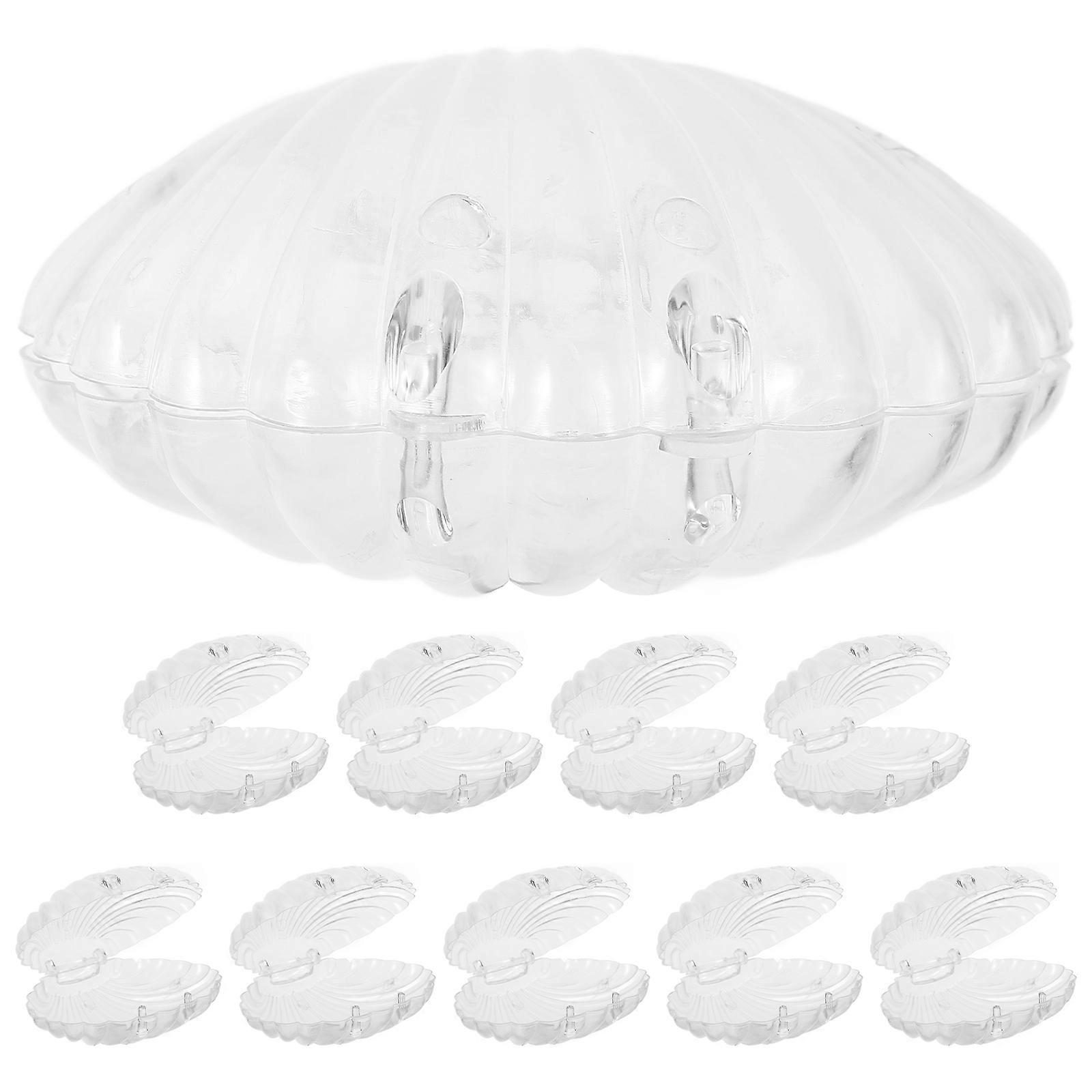 10Pcs Creative Shell Shaped Plastic Gift Boxes for Storing Jewelry Candies Transparent Storage Boxes