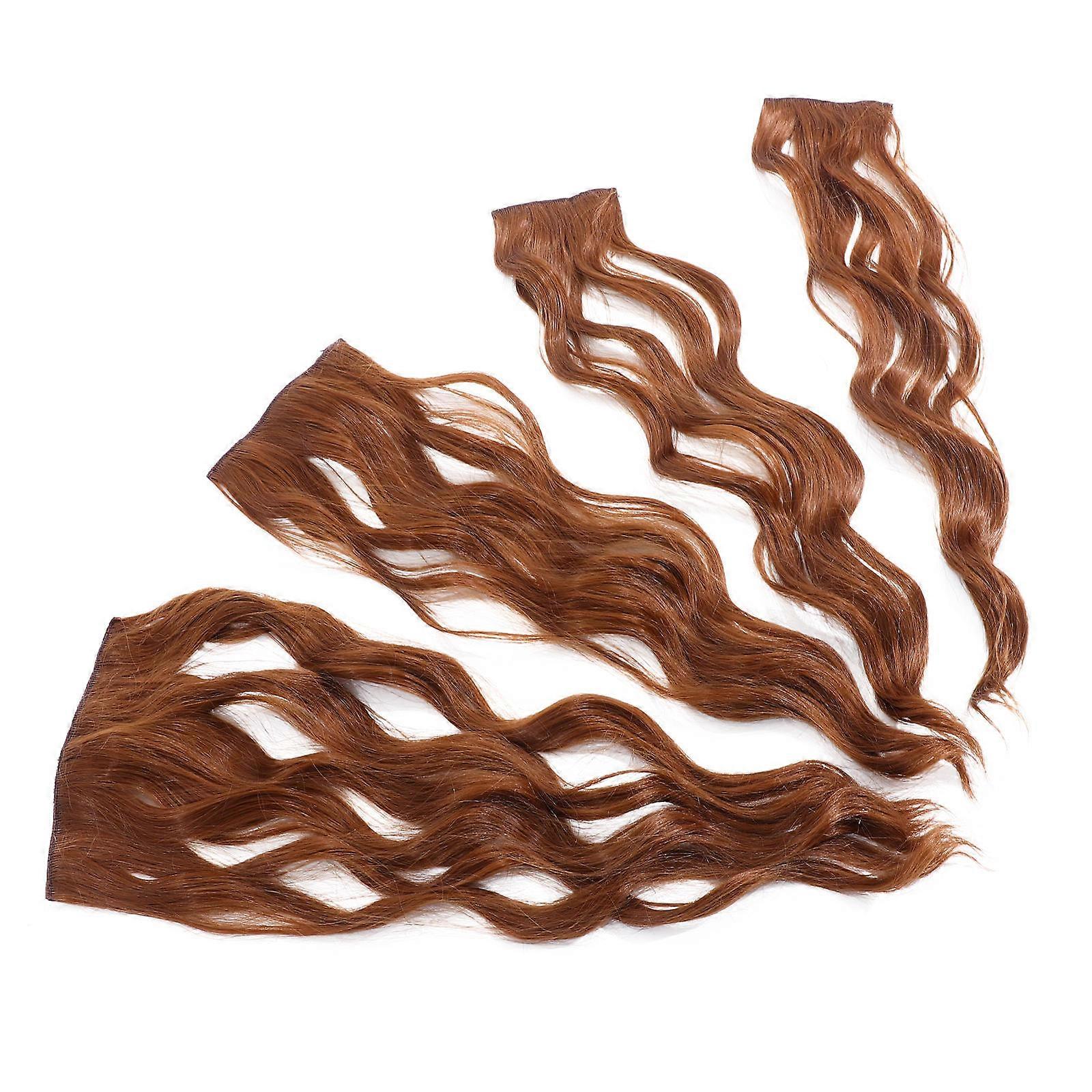 Wavy Clip In Hair Extensions with High Temperature Silk Material for DIY Use Light Brown