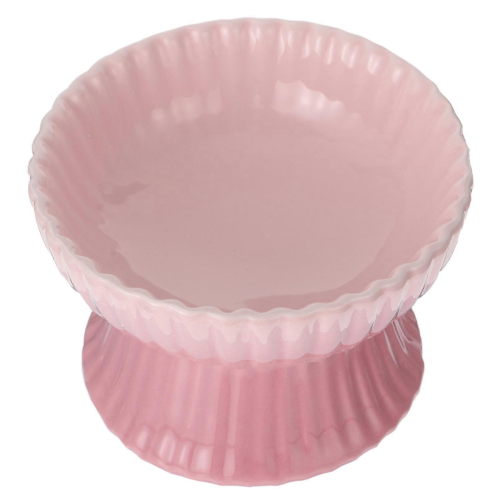 Elevated Pet Bowl For Cats Kittens Tilted Design For Easy Feeding Material For Food Water Vertical Stripes