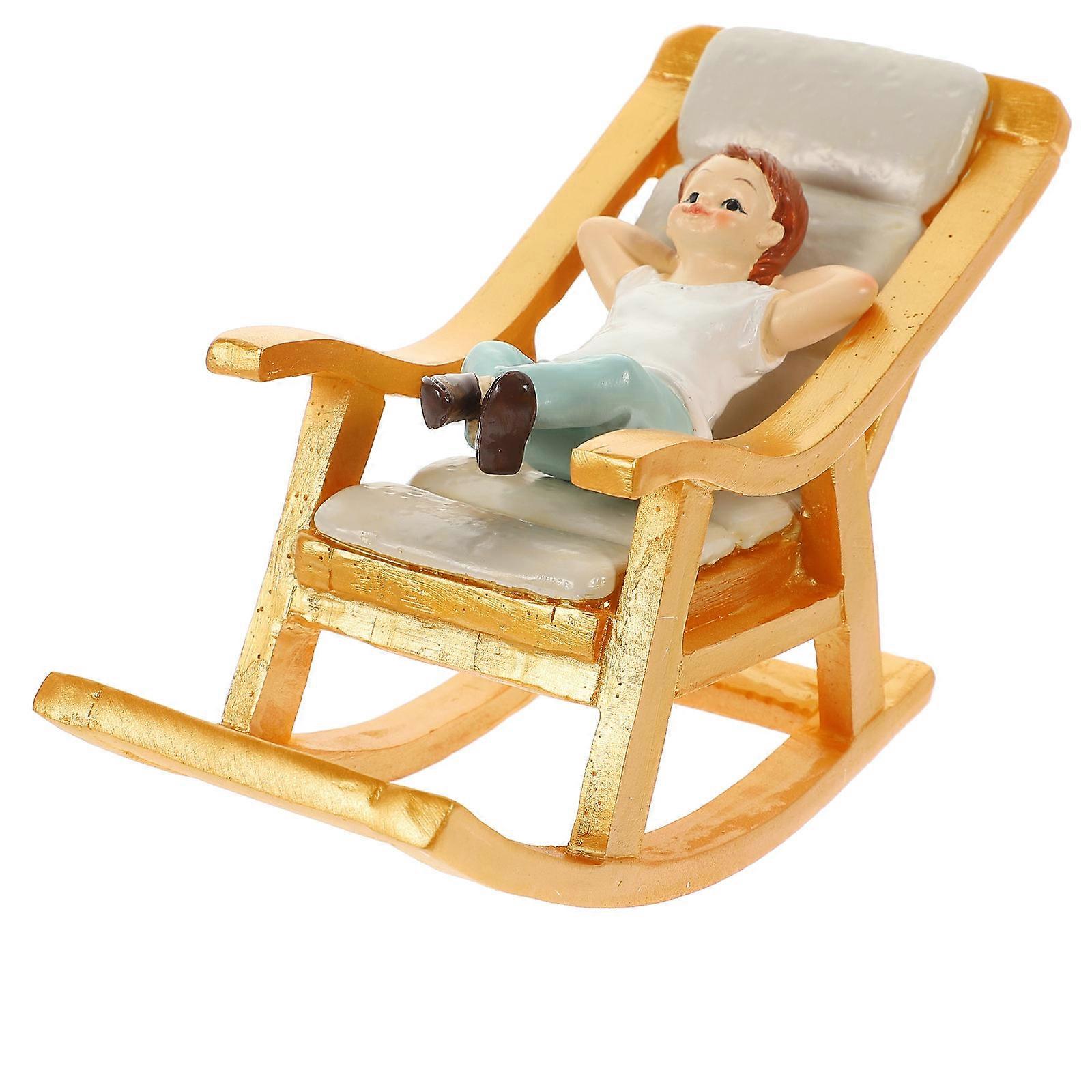 Golden Resin Miniature RockingChair for Decoration 4.5 x 2.3 Inches