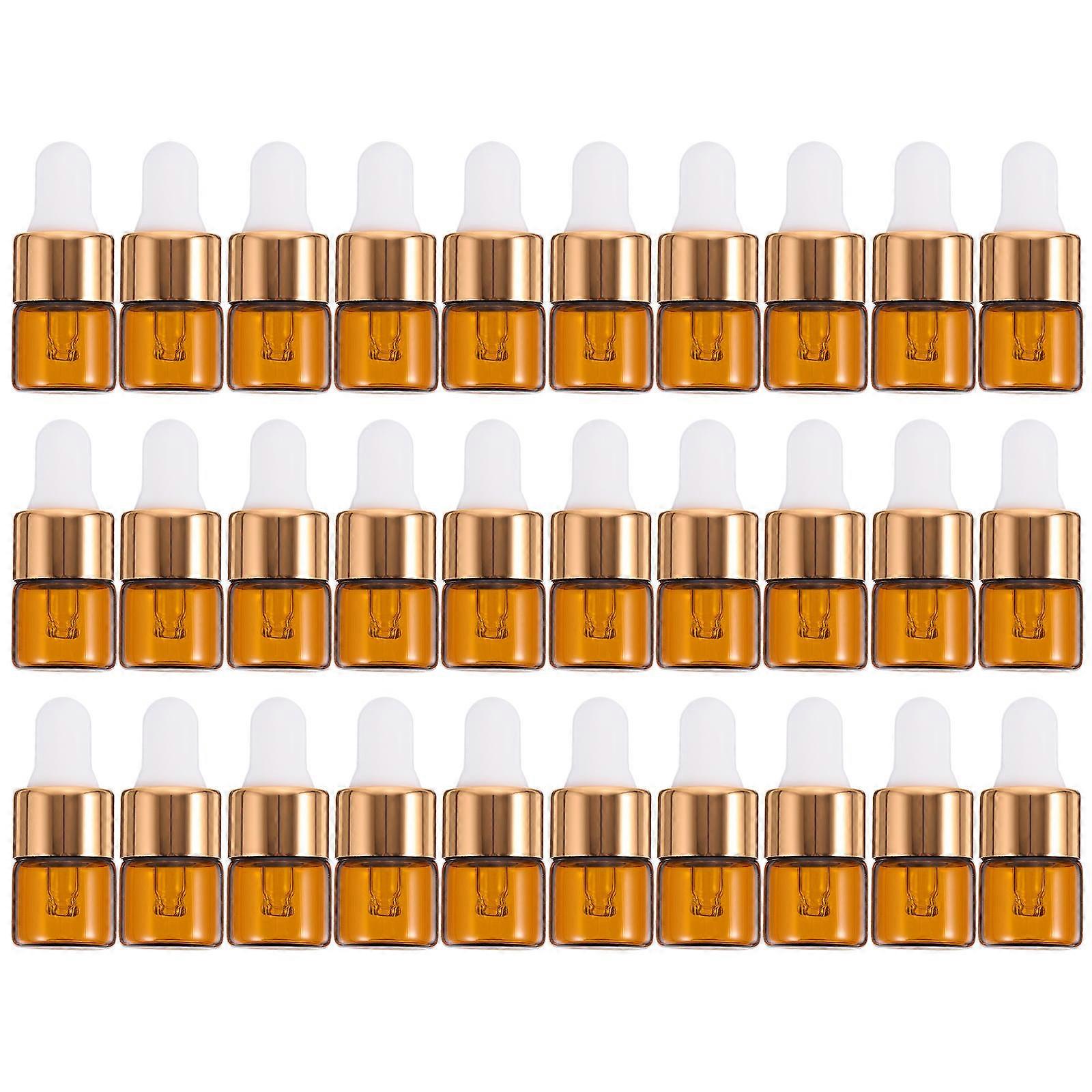 30pcs Orange Glass Dropper Bottles for Storage Portable Mini Essential Oil Bottles 1ml